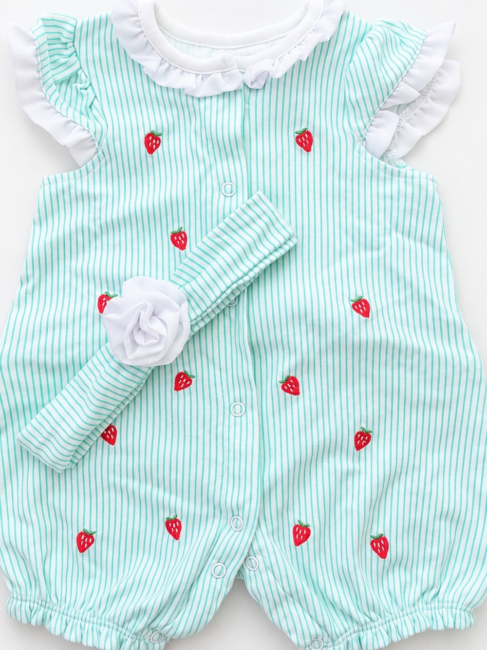 Little Me Baby Girl Strawberry Striped Romper & Headband Set 12M